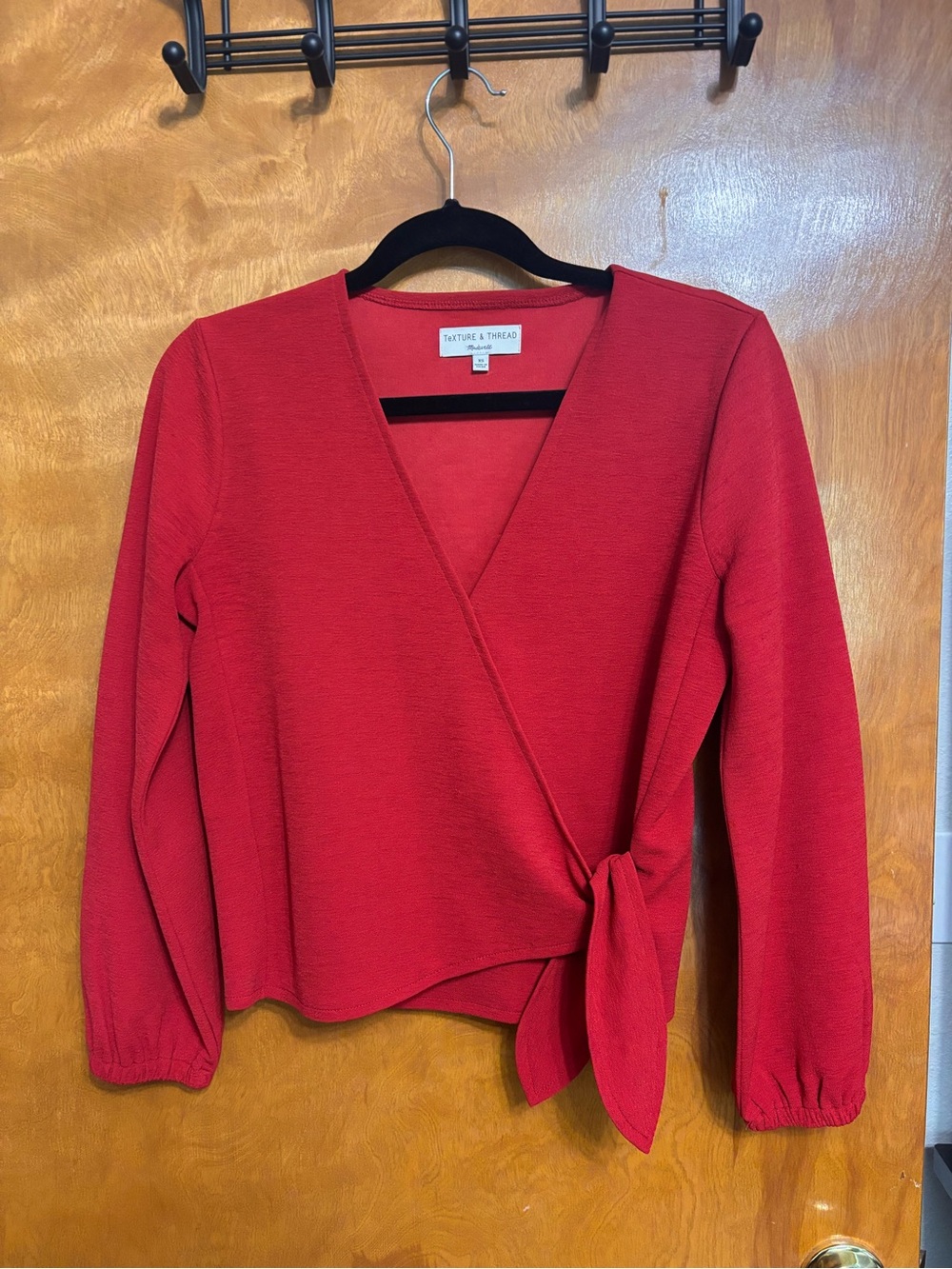 Madewell | size XS | Red Wrap Tie-Front Blouse | Perfect for holidays!